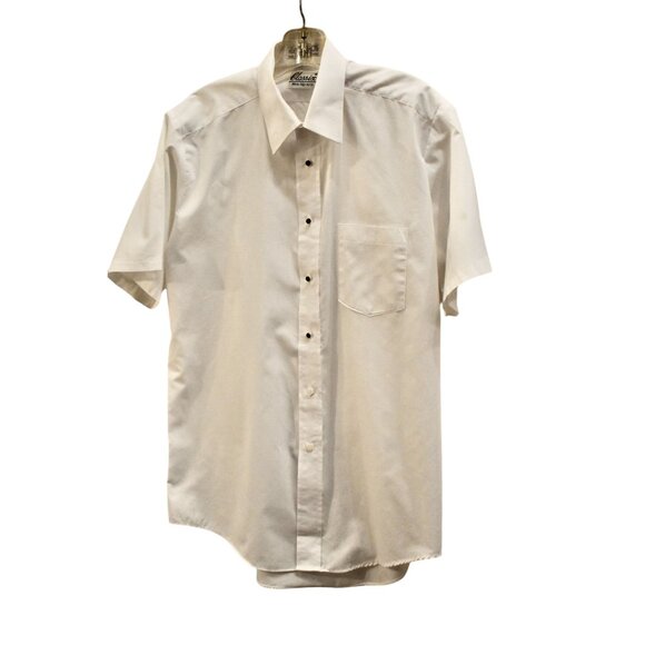 Vintage 90's Men's Classix White Formal Dress Shirt Short Sleeve Size 15/15.5 - Picture 1 of 7